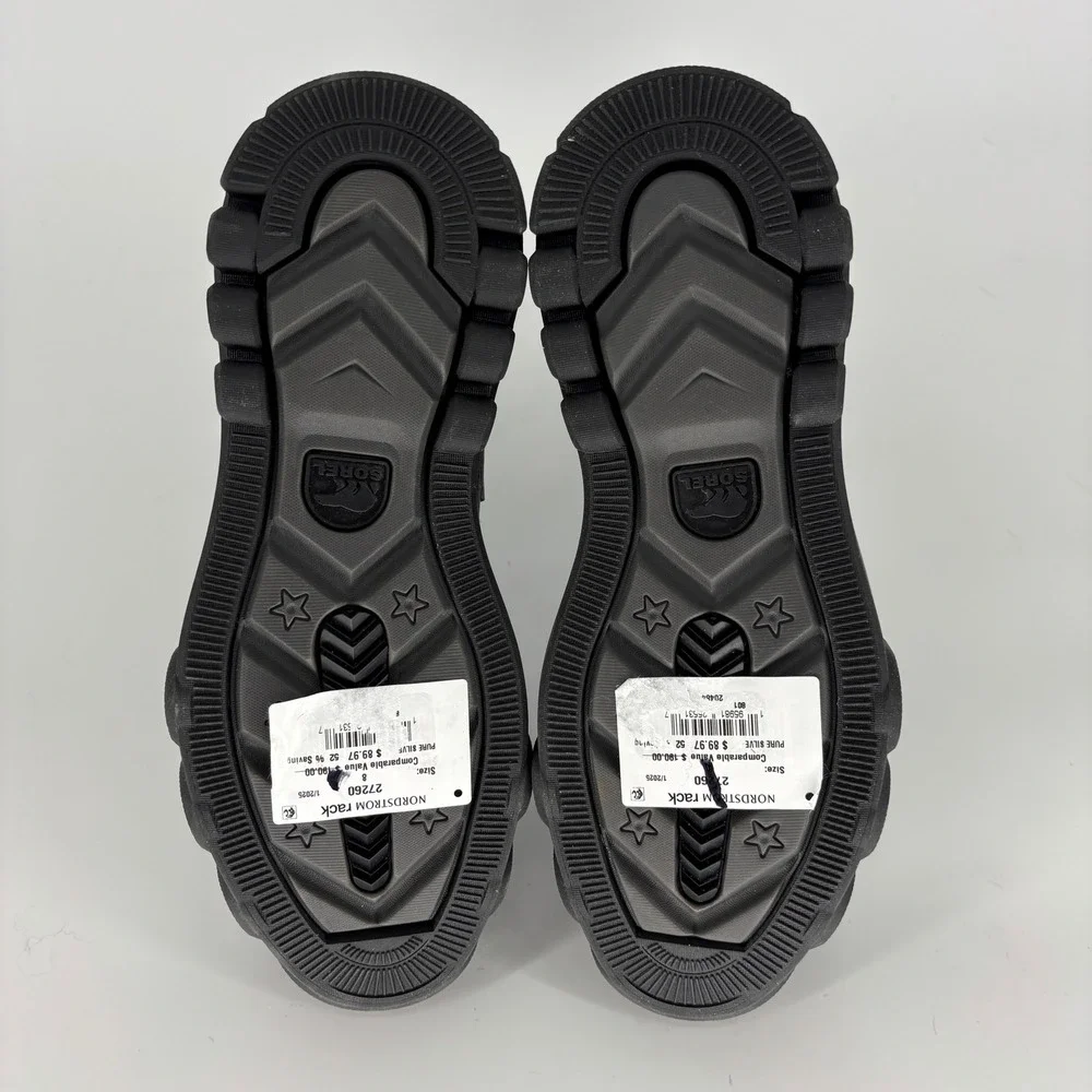 Sorel Caribou X Waterproof Chelsea Boots Silver/Black Women Size 8 Platform